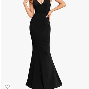 NWT V Neck Dress Sleeveless Elegant Bodycon Mermaid Evening Formal Long Maxi